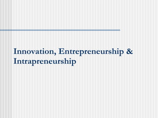 Innovation, Entrepreneurship & Intrapreneurship 