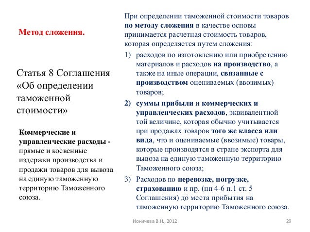 Соглашение Таможенная Стоимость