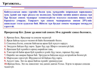 Үргэлжлэл...

 Байгууллагын ажил хэргийн болон хувь хүмүүсийн хоорондын харилцаанд
 хувь хүний зан төрх үйлдэл их нөлөөлдөг. Хамгийн энгийн жишээ авахад xүн
 бүр бусдыг сонсох чадварыг эзэмшээгүйгээс мэдээлэл солилцох явцад олон
 бэрхшээл учирдаг. Удирдагч хүн сонсох чадварынхаа зөвхөн 25%-ийг
 ашигладаг гэсэн судалгаа бий. Иймээс хүн бусдыг сомсох чадвараа хөгжүүлэх
 хэрэгтэй.

 Просрессор Кет Девис үр ашигтай сонсох 10-н дүрмийг санал болгожээ.
 1. Ярихаа боль. Ярьснаар та сонсож чадахгүй
 2. Ярьж байгаа хүндээ чөлөөтэй байх боломжийг болго.
 3. Сонсоход бэлэн, сонсож байгаагаа ярьж буй хүндээ харуул.
 4. Эвгүүцэх байдал бүү гарга. Зураг бүү зур. Ширээ тогшихгүй бай.
 5. Ярилцаж буй хүнийхээ оронд өөрийгөө тавь.
 6. Тэвчээртэй байж ярьж буй хүнийхээ үгийг бүү тасал, гарахыг бүү яар.
 7. Өөрийн зан авираа барьж бай. Эргүүцсэн байдлаа шууд илэрхийлж болохгүй.
 8. Маргалдах хэрэггүй. Шүүмжлэлтэй байдал бүү гарга.
 9. Асуулт тавь. Энэ нь ярьж байгаа хүнийг урамшуулдаг.
 10.Ярихаа боль. Энэ нь зөвөлгөөг энд дахин давтан Хэлье. Хэрэв та ярьвал сонсож
 чадахгүй.
 