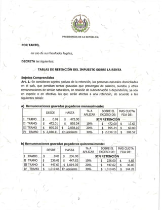 Tablas de retencion de renta 2016