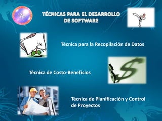 Técnica para la Recopilación de Datos




Técnica de Costo-Beneficios



                  Técnica de Planificación y Control
                  de Proyectos
 