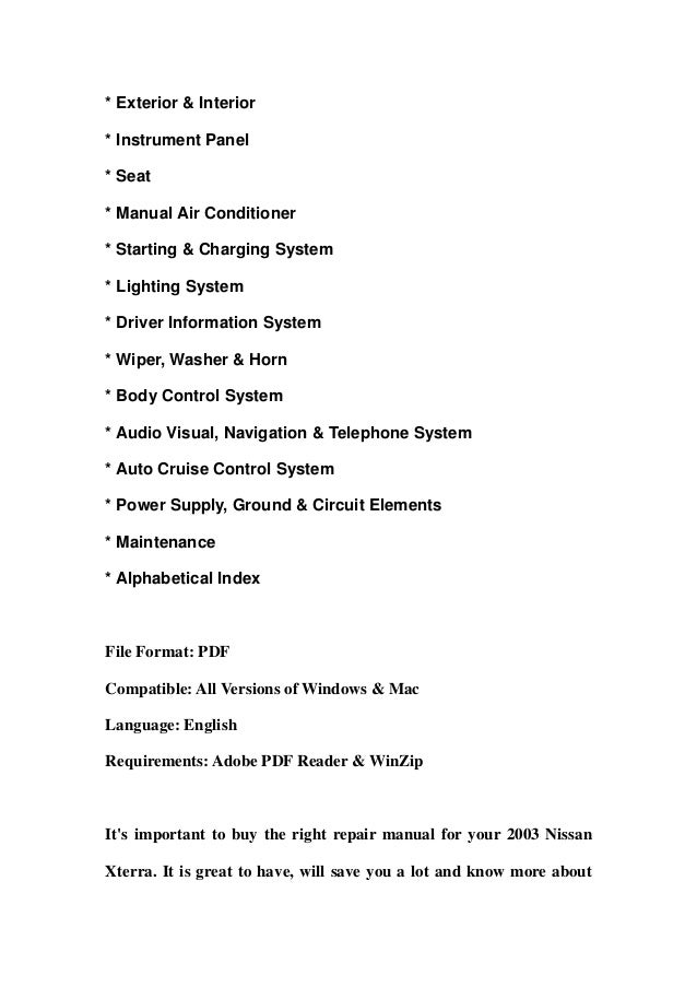 2003 Nissan Xterra Service Repair Manual DOWNLOAD