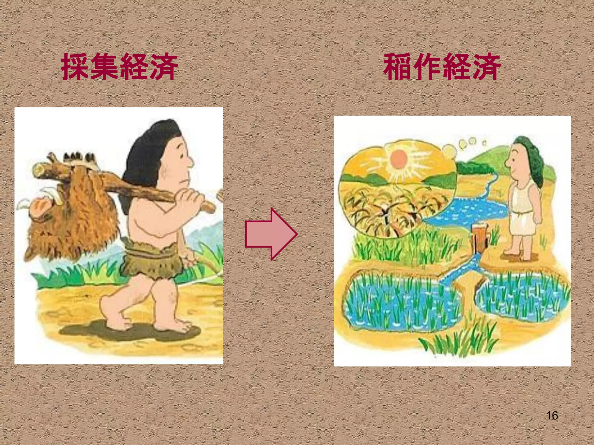 採集経済   稲作経済




              16
 