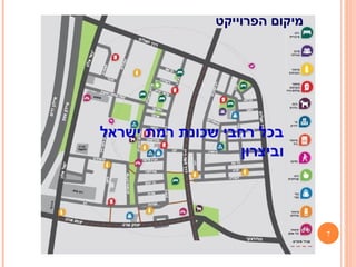7
‫ישראל‬ ‫רמת‬ ‫שכונת‬ ‫רחבי‬ ‫בכל‬
‫וביצרון‬
‫הפרוייקט‬ ‫מיקום‬
 