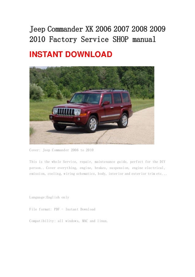 Jeep Commander Free Workshop and Repair Manuals free download repair manual 2006 jeep commander