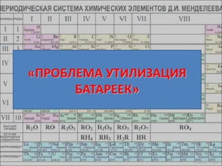 «ПРОБЛЕМА УТИЛИЗАЦИЯ
БАТАРЕЕК»
 