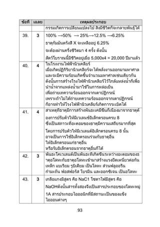 93
39. 3 100% 50% 25% 12.5% 6.25%
X 6.25%
4
5,000x4 = 20,000
40. 4
41. 4
8
8
42. 3
43. 3 NaC1
NaOH
1A
 