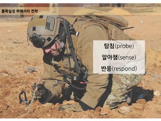 불확실성 하에서의 전략
탐침(probe)
알아챔(sense)
반응(respond)
 