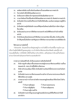 10
 
16. มลพิษทางดินมีความเกี่ยวข้องกับมลพิษทางน้ําและมลพิษทางอากาศอย่างไร
17. กิจกรรมใดบ้างที่ก่อให้เกิดมลพิษทางอากาศ
18. นักเรียนจะทราบได้อย่างไรว่าชุมชนของนักเรียนมีมลพิษทางอากาศ
19. การเผาไหม้ของน้ํามันเชื้อเพลิงก่อให้เกิดมลพิษทางอากาศอย่างไร มีผลต่อร่างกายอย่างไร
20. นักเรียนคิดว่ากิจกรรมใดในชีวิตประจําวันที่ก่อให้เกิดเสียง และอันตรายต่อสุขภาพหูได้บ้าง
อย่างไร
21. นักเรียนคิดว่าเหตุใดจึงต้องมีการรณรงค์ให้ทุกคนในสังคมร่วมมือกันในการจัดการปัญหา
สิ่งแวดล้อม
22. นักเรียนเคยนําแนวทางการใช้ทรัพยากรธรรมชาติ 3Rsไปใช้ชีวิตประจําวันบ้างหรือไม่
อย่างไร
23. ถ้านักเรียนพบเห็นคนในครอบครัวใช้ทรัพยากรธรรมชาติอย่างสิ้นเปลือง นักเรียนจะโน้ม
น้าวให้บุคคลนั้นเห็นถึงความสําคัญของการใช้ทรัพยากรธรรมชาติอย่างประหยัดได้อย่างไร
ให้อ่านสถานการณ์ต่อไปนี้
“บึงท่ามะขวิด เป็นแหล่งน้ําขนาดใหญ่ของหมู่บ้าน ชาวบ้านใช้น้ําจากบึงแห่งนี้ในการอุปโภค และ
บริโภค ในอดีตบึงมีสัตว์น้ําอุดมสมบูรณ์มาก ชาวบ้านจึงทําอาชีพประมงเป็นอาชีพหลัก แต่ละปีมีการทํา
ประมงเพิ่มขึ้นเรื่อย ๆ อีกทั้งยังมีการใช้น้ําในบึงในการทํานาอีกด้วย แต่ปัจจุบันพบว่าปริมาณน้ําในบึงลดลง
อย่างมากในช่วงหน้าแล้งและปลาก็ลดจํานวนลงเช่นเดียวกัน”
จากสถานการณ์สมมติข้างต้น นักเรียนจงแสดงความคิดเห็นดังต่อไปนี้
24. ถ้ามีการปลูกข้าวเพิ่มมากขึ้นจะส่งผลกระทบต่อผู้ประกอบอาชีพประมงหรือไม่ รวมทั้งจะ
ส่งผลอย่างไร ต่อชาวบ้านที่ไม่ได้ทําอาชีพประมง
25. ถ้ามีการทําประมงเพิ่มมากขึ้นไป นักเรียนคิดว่าจะเกิดอะไรขึ้นกับประชากรปลาในบึงท่า
มะขวิด
26. นักเรียนคิดว่านอกจากอาชีพประมงและทํานาแล้วชาวบ้านสามารถประกอบอาชีพอะไร
ได้อีกหรือไม่ เพราะเหตุใด
27. จากสถานการณ์ ชาวบ้านควรนําหลักการของเศรษฐกิจพอเพียงมาใช้ประโยชน์ ในด้าน
ต่อไปนี้
ด้านความมีเหตุผล ด้านความพอประมาณ
ด้านการมีภูมิคุ้มกัน ด้านความมีคุณธรรม
ด้านความรู้ความเข้าใจ
28. นักเรียนคิดว่าจะนําปรัชญาของเศรษฐกิจพอเพียงไปประยุกต์ใช้ในชีวิตประจําวันได้
อย่างไรบ้าง
 