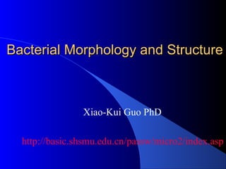 Bacterial Morphology and StructureBacterial Morphology and Structure
Xiao-Kui Guo PhD
http://basic.shsmu.edu.cn/passw/micro2/index.asp
 