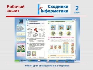Робочий
зошит 2клас
Кожен урок розміщений на 2 сторінках
 