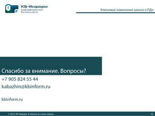 Ключевые изменения законодательства в области защиты ПДн