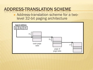 ADDRESS-TRANSLATION SCHEME
 Address-translation scheme for a two-
level 32-bit paging architecture
 