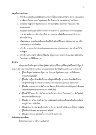 43
กลยุทธ์ในการดาเนินการ
1. ปรับปรุงคุณภาพด้านผลลัพธ์ทางด้านการเรียนรู้ที่เป็นมาตรฐานสาคัญของผู้เรียน และแนวทาง
การจัดการเรียนการสอนเน้นคุณลักษณะด้านทักษะการคิด แสวงหาความรู้ และจิตอาสา
2. ยกระดับมาตรฐานการปฏิบัติงานของครูในบทบาทผู้สอนและที่ปรึกษาไปสู่ครูมืออาชีพ
(Professional)
3. ยกระดับการออกแบบการจัดการเรียนการสอนและการวัด-ประเมินผลการเรียนลักษณะองค์
รวม เน้นพฤติกรรมการเรียนรู้และทักษะกระบวนการการคิดทั้งในและนอกห้องเรียนของ
ผู้เรียนเป็นสาคัญ
4. พัฒนาบรรยากาศและสิ่งแวดล้อมการเรียนรู้ในโรงเรียนให้เอื้อต่อการทักษะกระบวนการคิด
และระบบสุขภาวะในโรงเรียน
5. ปรับปรุง ระบบการกากับ นิเทศติดตามผล และระบบประกันคุณภาพการจัดการศึกษา ให้ได้
มาตรฐาน
6. ปรับปรุงระบบการบริหารจัดการที่ส่งเสริม สนับสนุนกระบวนการทางาน เน้นการมีส่วนร่วม
ในทุกภาคส่วน ให้ได้มาตรฐาน
เป้ าหมาย
หลักสูตรของโรงเรียนสุนทรภู่พิทยา มุ่งพัฒนาผู้เรียนให้เป็นมนุษย์ที่สมบูรณ์เป็นคนดีมีปัญญามี
ความสุขสามารถนาความรู้ไปใช้ในการศึกษาต่อและประกอบอาชีพได้จึงกาหนดเป้ าหมายของหลักดังนี้
1. ผู้เรียนเห็นคุณค่าของตนเอง มีคุณธรรม จริยธรรม มีคุณลักษณะของความเป็นไทยและ
ค่านิยมอันพึงประสงค์
2. ผู้เรียนมีความรู้และทักษะที่จาเป็นตามหลักสูตรใฝ่เรียนรู้ สามารถและทักษะที่จาเป็นตาม
หลักสูตรใฝ่เรียนรู้ สามารถแสวงหาความรู้ด้วยตนเอง และพัฒนาตนเองอย่างต่อเนื่อง
3. ผู้เรียนมีความสามารถในการคิดวิเคราะห์ สังเคราะห์ มีแนวคิดในการแก้ปัญหาอย่างมีเหตุผล
มีความทันสมัยต่อการเปลี่ยนแปลงของเทคโนโลยี
4. ผู้เรียนมีวิถีชีวิตแบบประชาธิปไตย และยึดมั่นในการปกครองในระบอบประชาธิปไตยอันมี
พระมหากษัตริย์เป็นประมุข
5. ผู้เรียนมีส่วนร่วมในการอนุรักษ์ทรัพยากรธรรมชาติ และสิ่งแวดล้อมของท้องถิ่นและสังคม
ภาคภูมิใจในความเป็นไทย
6. ผู้เรียนมีทักษะในการทางาน รักการทางาน ทางานร่วมกับผู้อื่นได้มีเจตคติที่ดีต่ออาชีพสุจริต
7. ผู้เรียนมีสุขนิสัย สุขภาพกาย และสุขภาพจิตที่ดี
8. ผู้เรียนมีสุนทรียภาพ มีทักษะพื้นฐานด้านศิลปะ ดนตรี กีฬา
อัตลักษณ์ของสถานศึกษา
สื่อสารภาษาอังกฤษได้ใส่ใจความเป็นสากล
 