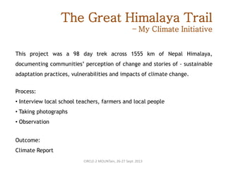 Climate Change & Adaptation in The Himalayas Experience from the Great ...
