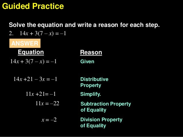 2 5 Reason Using Properties From Algebra