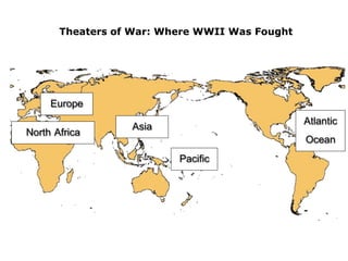 Theaters of War: Where WWII Was Fought

Europe
North Africa

Atlantic
Ocean

Asia
Pacific

 
