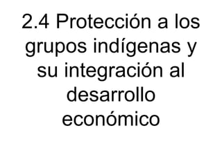 2.4 Protección a los
grupos indígenas y
su integración al
desarrollo
económico

 