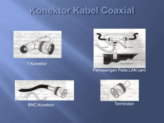 T Konektor
Pemasangan Pada LAN card

BNC Konektor

Terminator

 