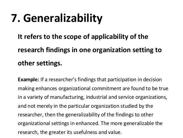 generalizable results in research