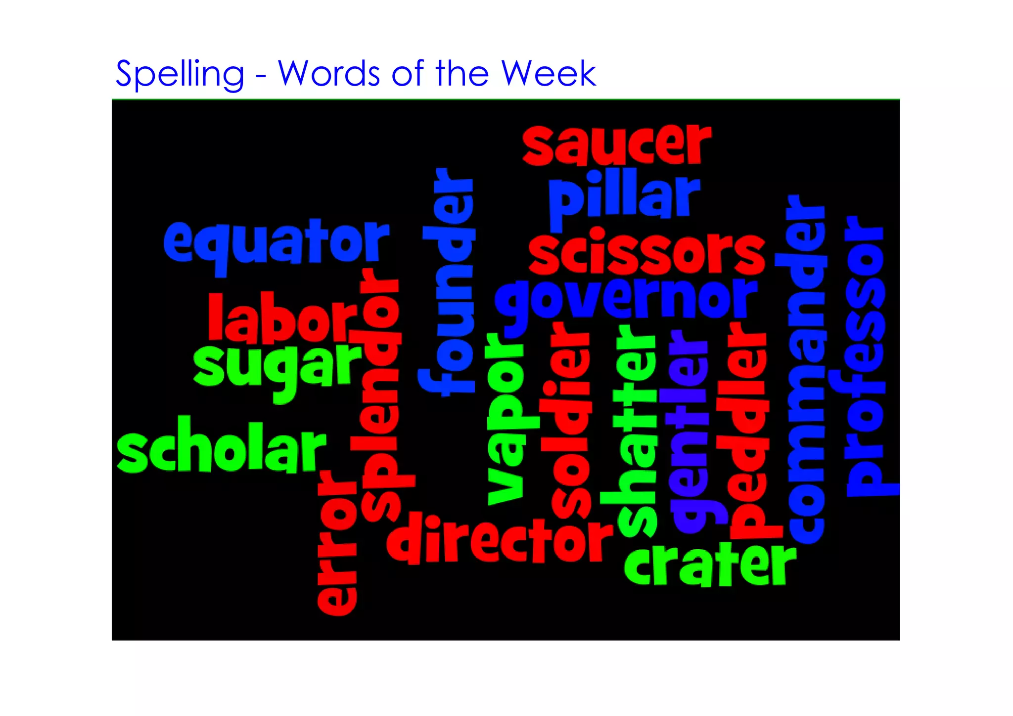 Spelling ­ Words of the Week
 