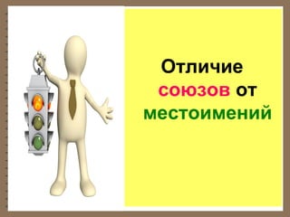 Отличие
союзов от
местоимений

 