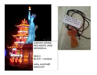 CARVED CROSS
RED AGATE JADE
48X34X6mm

SB $ 3
$2 S/H - i combine
salsa_anytime@
yahoo.com

 