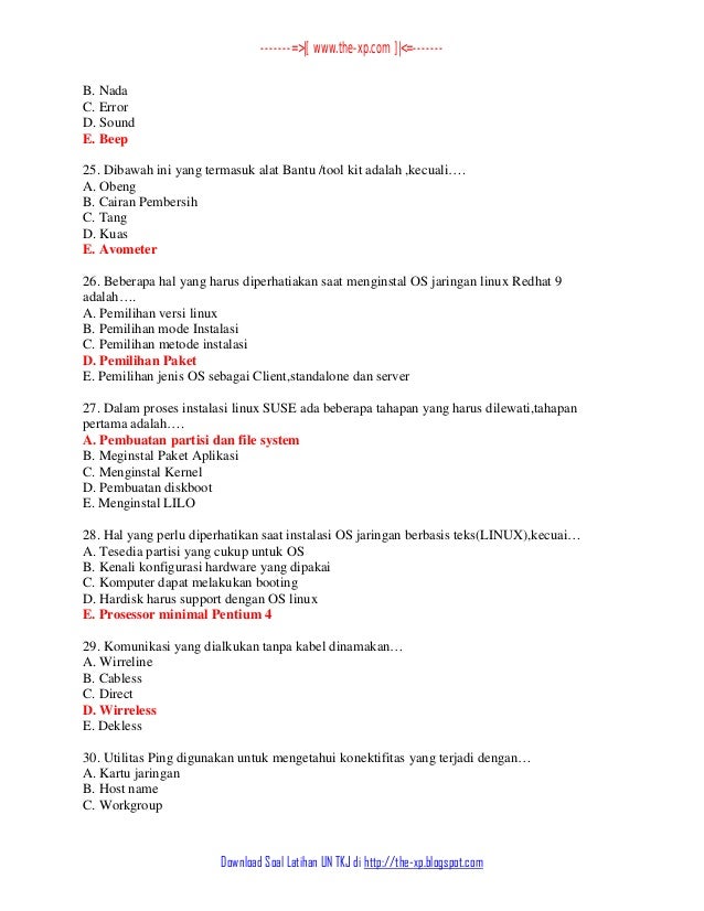 2. contoh soal un kejuruan tkj (smk) lengkap www.the