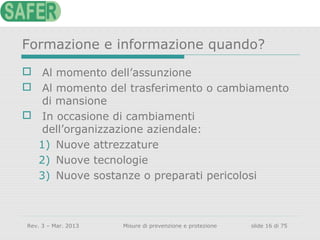 Misure di prevenzione e protezione in materia di salute e sicurezza sul ...