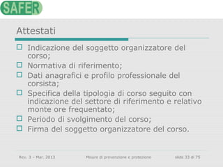 Misure di prevenzione e protezione in materia di salute e sicurezza sul ...