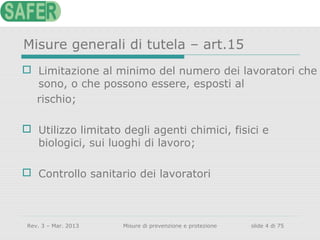 Misure di prevenzione e protezione in materia di salute e sicurezza sul ...
