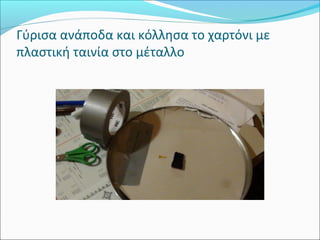 Γύρισα ανάποδα και κόλλησα το χαρτόνι με
πλαστική ταινία στο μέταλλο

 