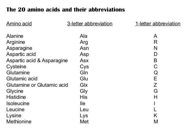 amino acids and metabolism 3 letter abbreviation