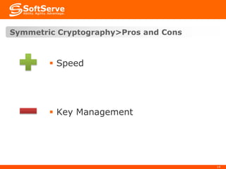 Symmetric Cryptography>Pros and Cons

 Speed

 Key Management

14

 