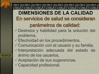 Dimensiones de la calidad en salud. | PDF