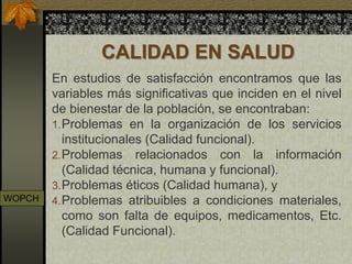 Dimensiones de la calidad en salud. | PDF