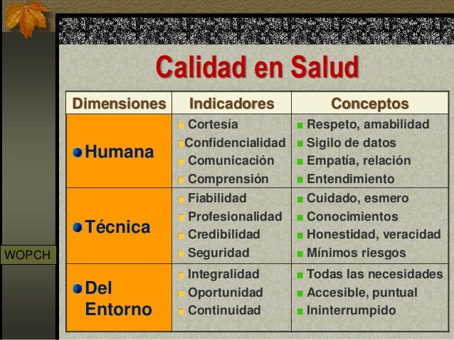 Dimensiones de la calidad en salud.