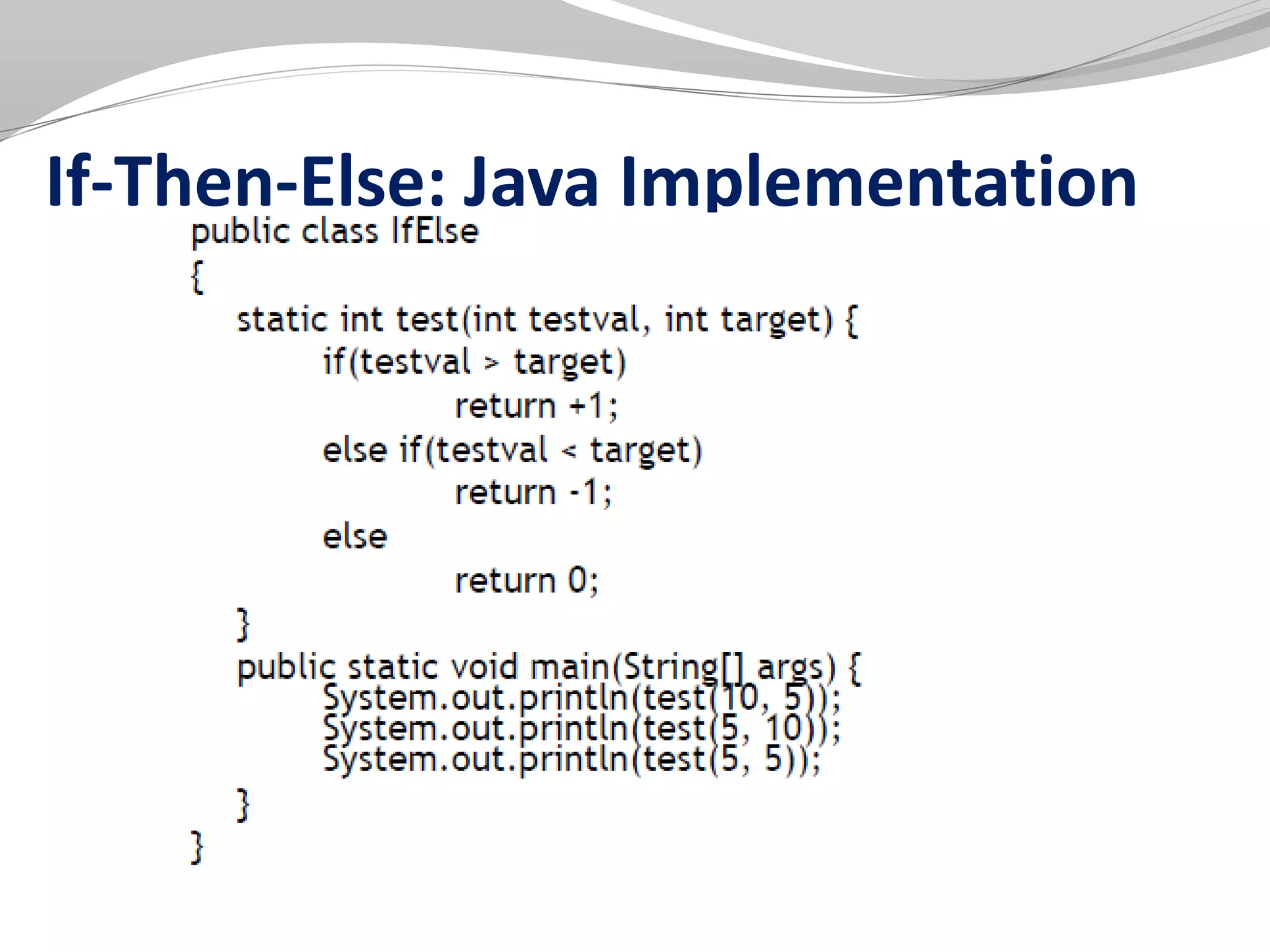 If-Then-Else: Java Implementation
 