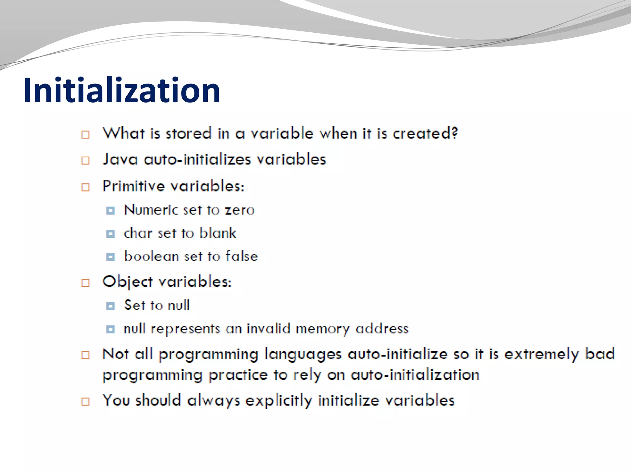 Initialization
 
