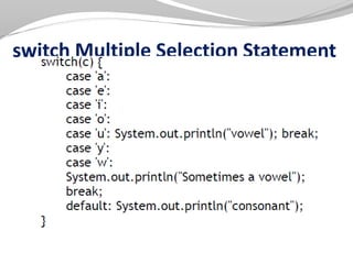 switch Multiple Selection Statement
 