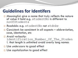 Guidelines for Identifers
 