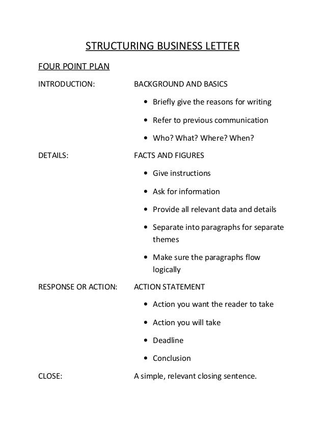 4 point plan business letter
