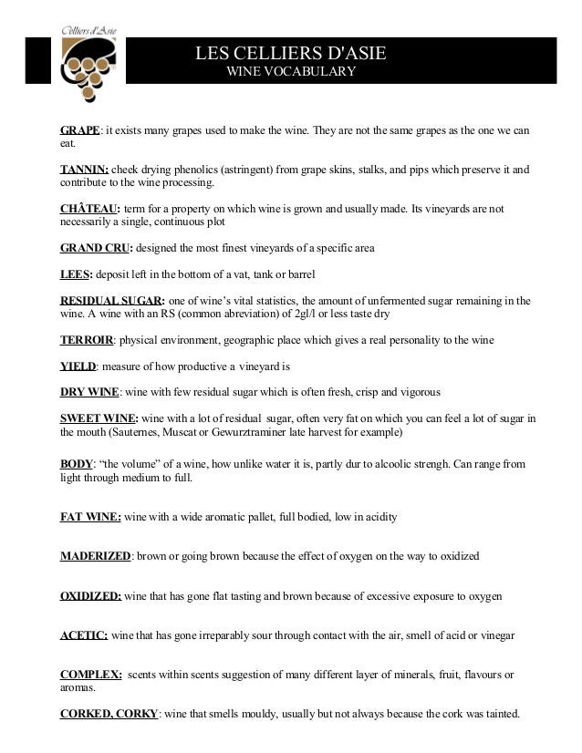 2. training wine vocabulary