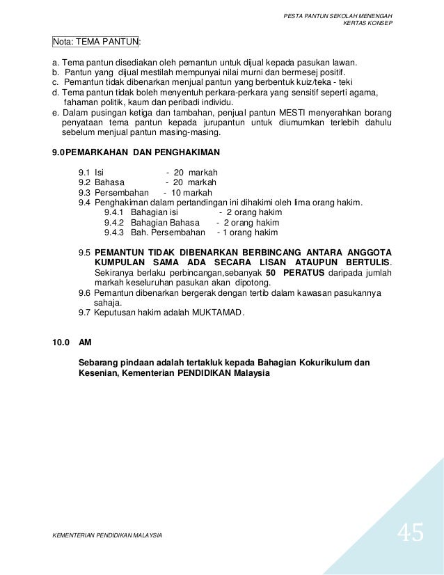 Kertas Konsep Pesta Pantun Sekolah Menengah