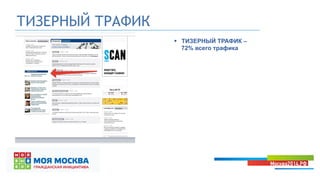 ТИЗЕРНЫЙ ТРАФИК
§  ТИЗЕРНЫЙ ТРАФИК –
72% всего трафика
 