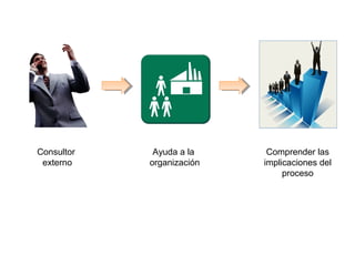 Consultor
externo
Ayuda a la
organización
Comprender las
implicaciones del
proceso
 