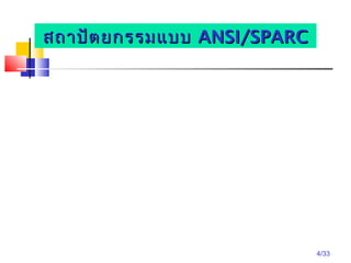 4/33
สถำปัตยกรรมแบบสถำปัตยกรรมแบบ ANSI/SPARCANSI/SPARC
 