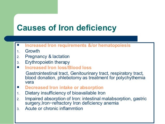 What are the causes of low blood iron?