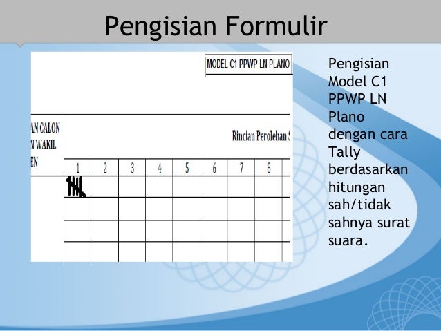Contoh Formulir Model C1 Pemilu 2019 - URasmi