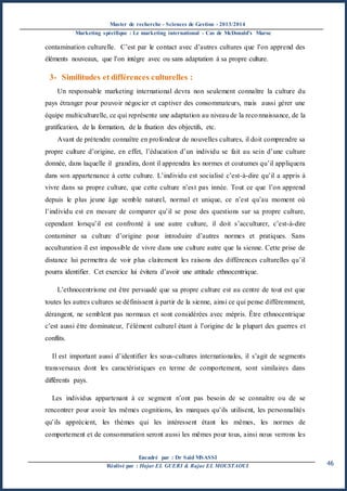 Rapport marketing international-stratégies d'adaptation-cas de MCDO